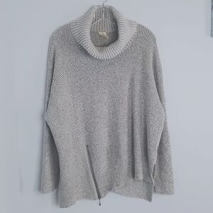 Soft Gray Cowl Neck Side Zip poncho Sweater XL Extra Large
